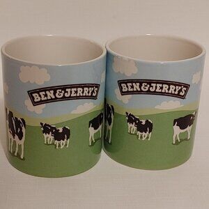 Vtg 2004 Woody Jackson Ben and Jerrys Cows Mug Vermont Holstein Dairy Farm x2